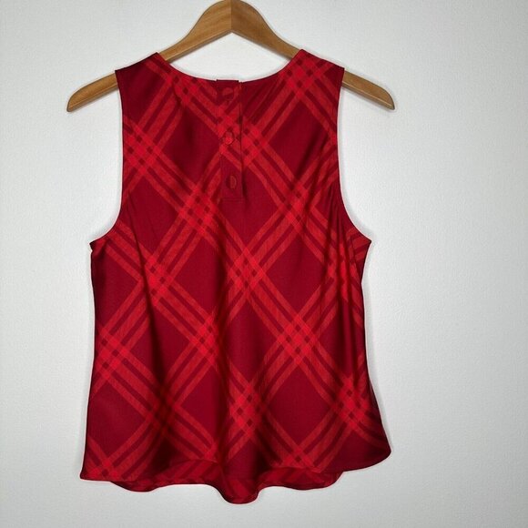 J Crew Sleeveless Plaid Top Size M Red Holiday - Picture 4 of 7